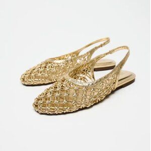 Zara | Metallic Braided Slingback Shoes | Size 9 | Unworn with Tags